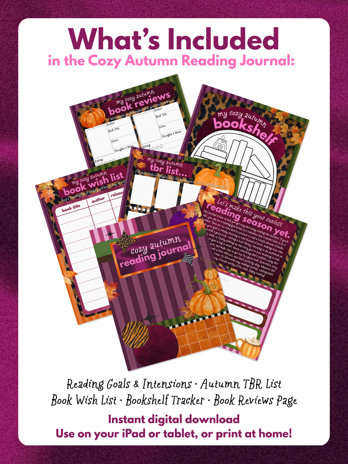 Cozy Autumn Reading Journal | Printable Fall Reading Tracker (Digital Download)